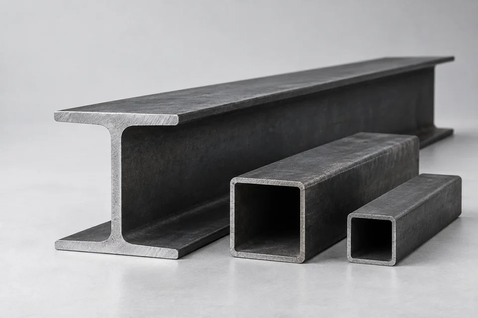 Material study of steel beam and hollow sections
